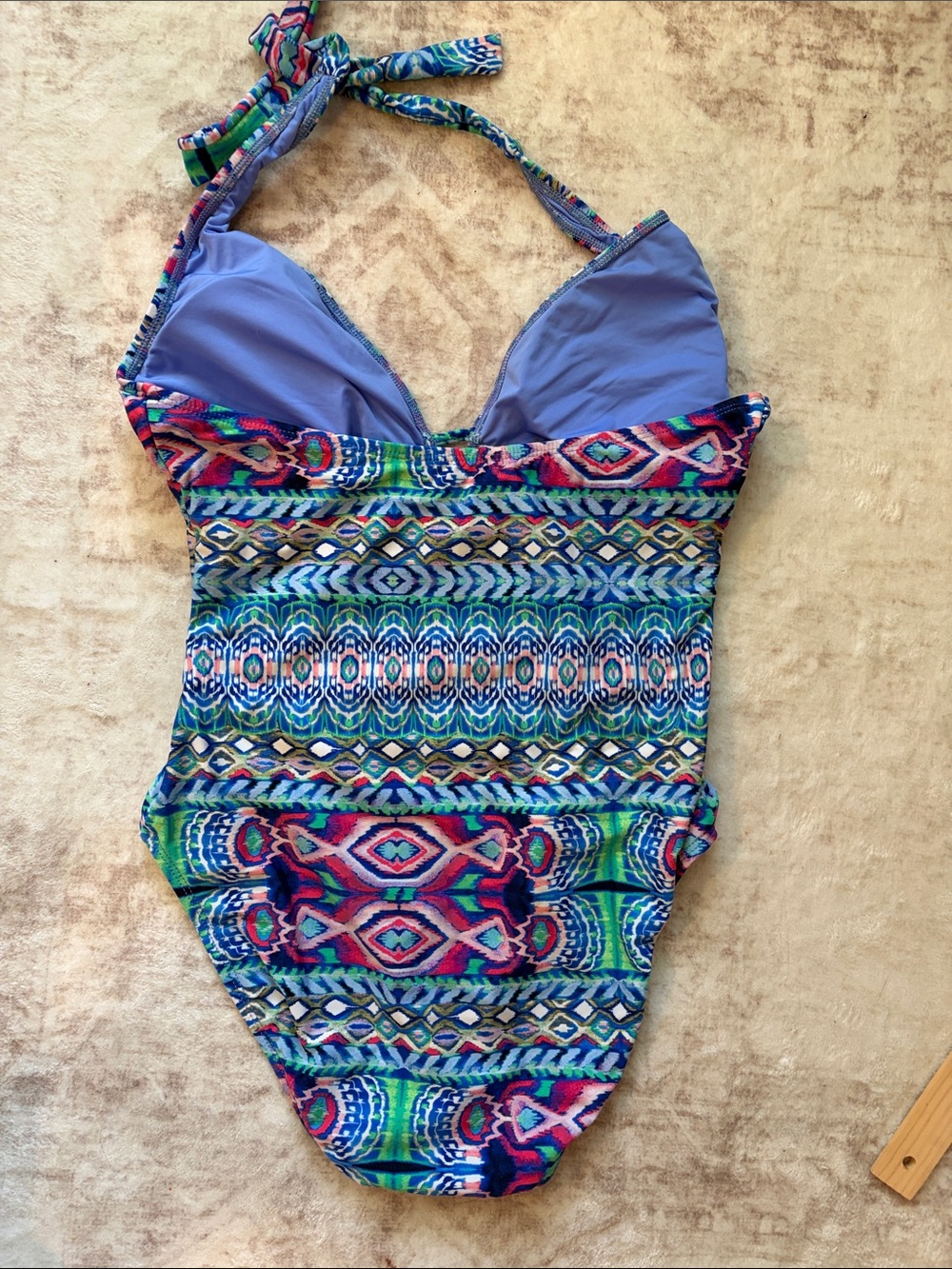 La Blanca one piece halter neck swimsuit pretty abstract print size 10 - Picture 5 of 8
